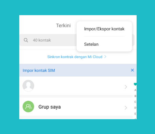 Setting Kontak Terhapus