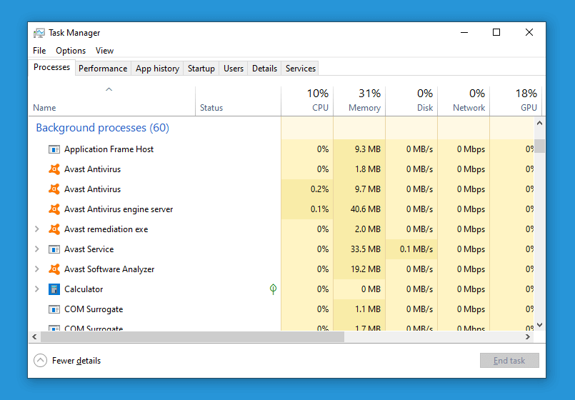 End Task Manager di Task Manager