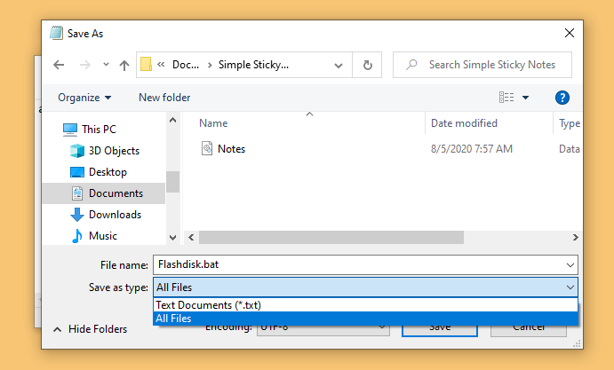 Pengaturan All Files Notepad
