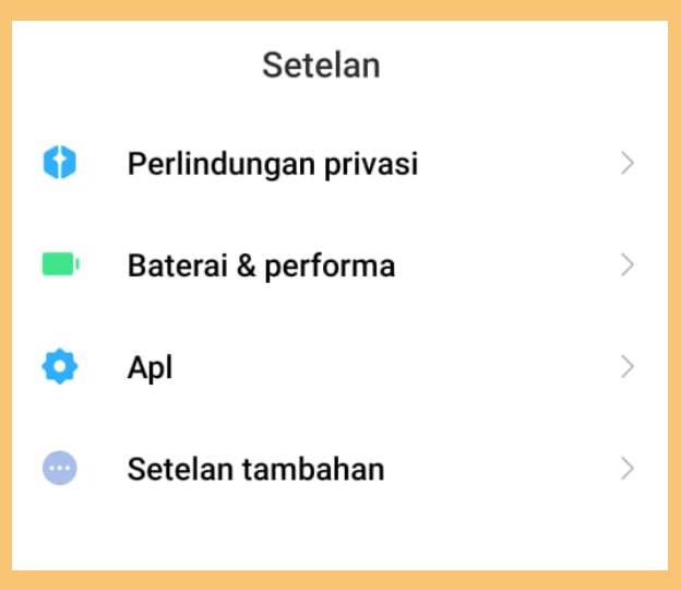 Menu Aplikasi WA