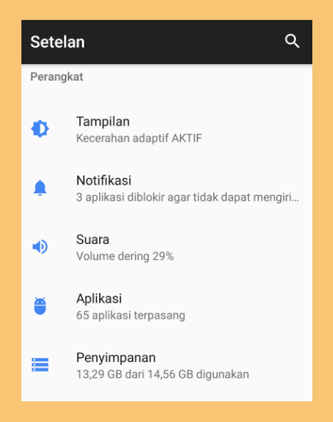 Menu Aplikasi HP Android