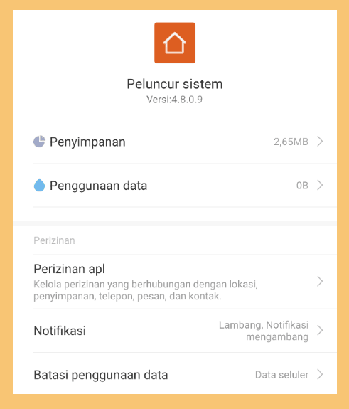 Hapus Data dan Cache Launcher