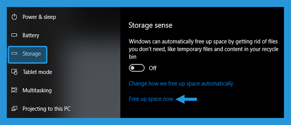 Contoh Storage Sense