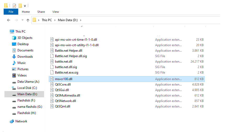 Paste File MSVCR di Explorer Windows