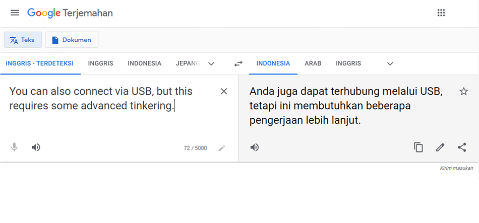 Hasil Terjemahan Google Translate