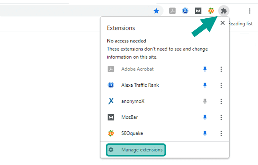 Manage Extensions Chrome