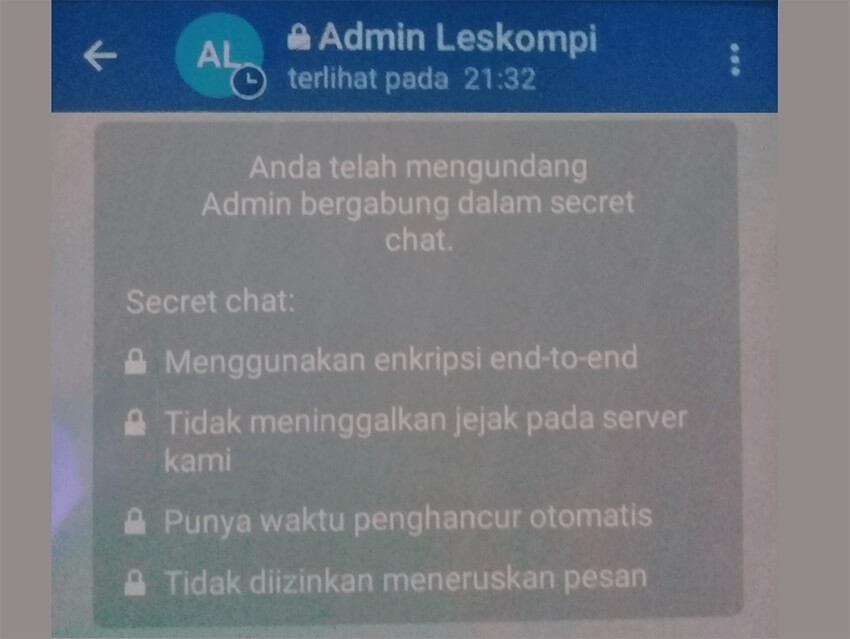 Contoh Secret Chat Telegram