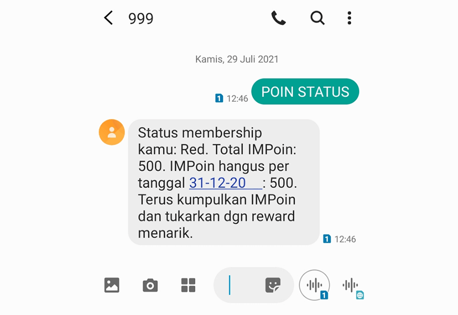 SMS Status Poin Indosat