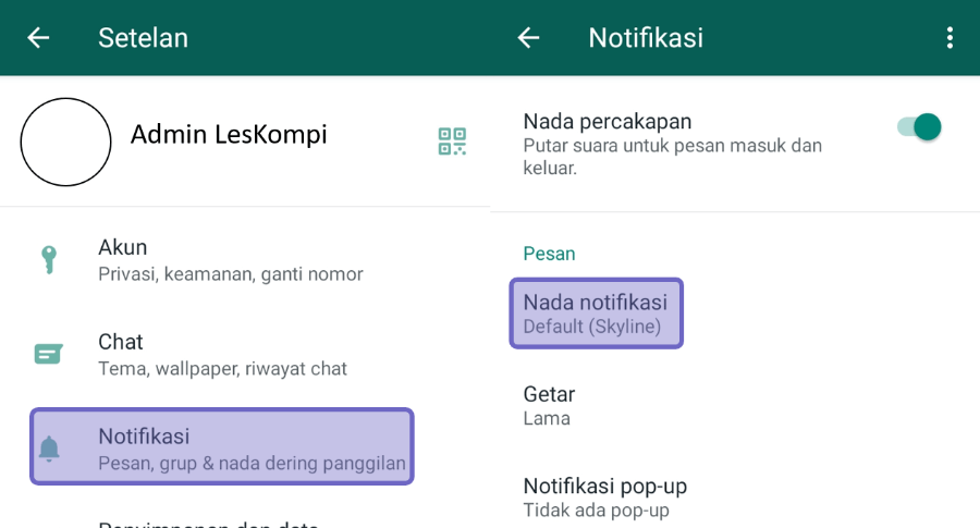 Buka Pengaturan Notifikasi WhatsApp