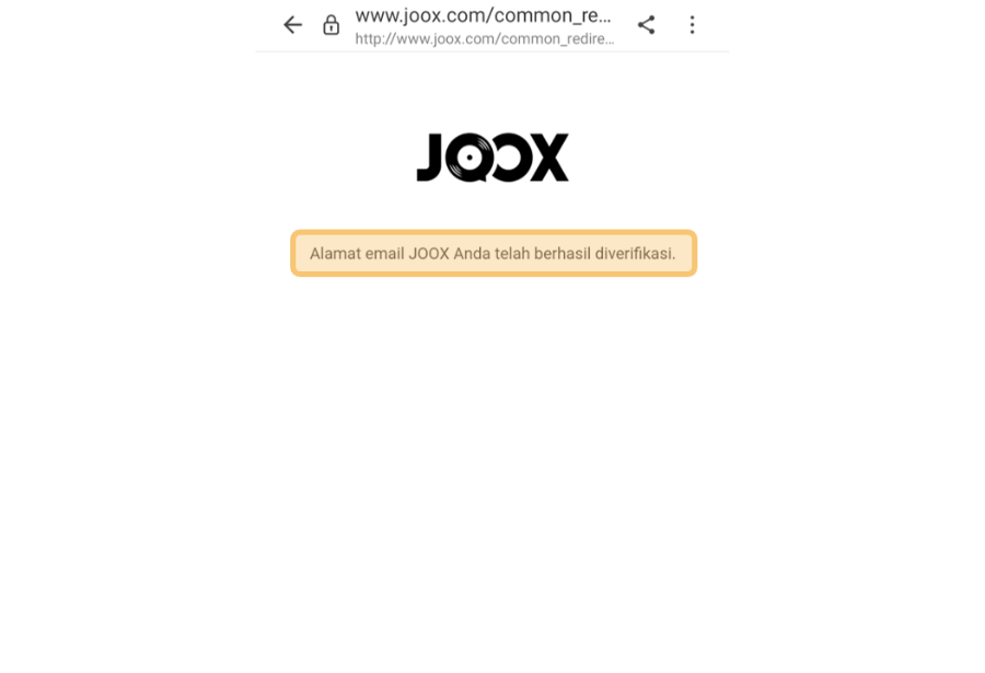 Verifikasi Email Joox
