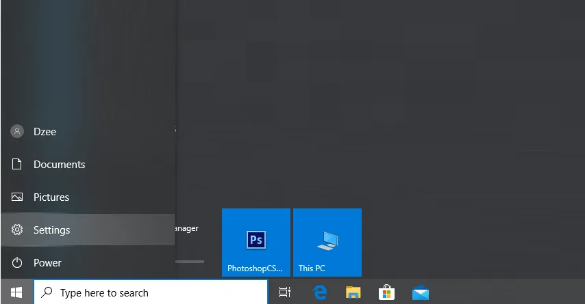 Buka Settings Windows 10