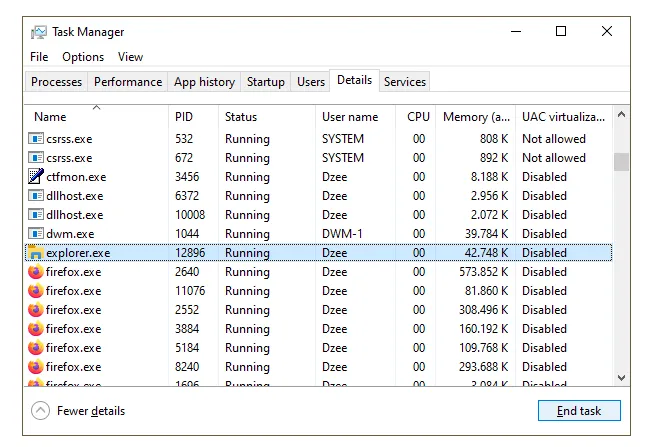 End Task di Task Manager