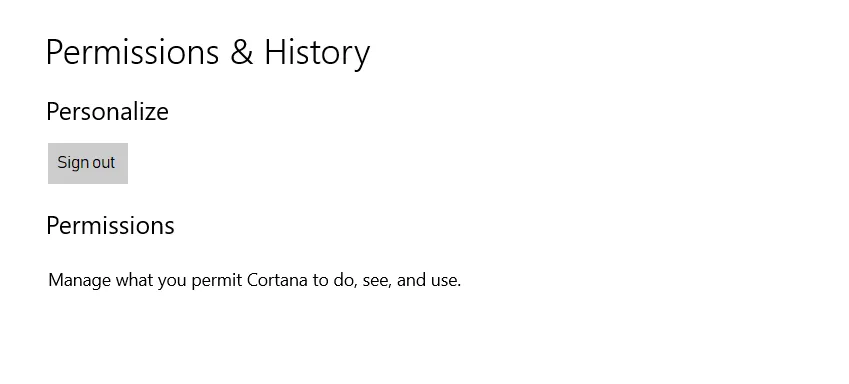 Menu Sign out Cortana