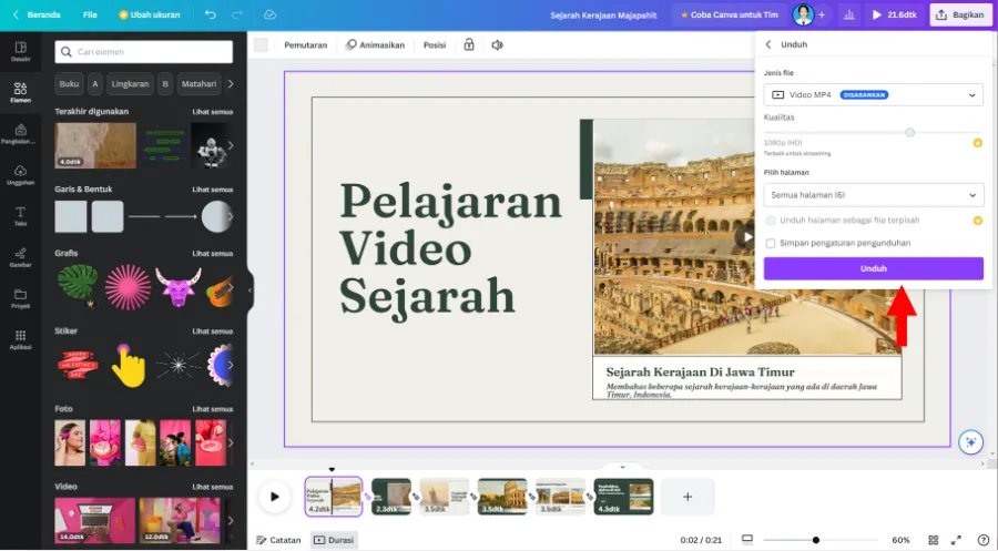 Menyimpan Project Video Canva